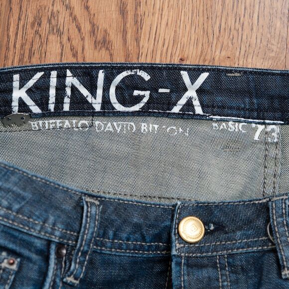 Buffalo David Bitton King-X Jeans Mens 36x32 Blue Basic Slim Boot Stretch Dark - Picture 2 of 15
